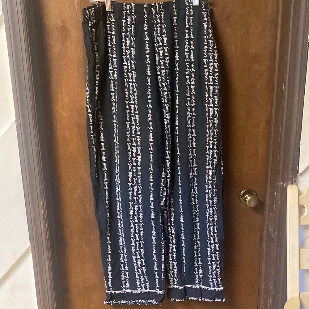 Victoria's Secret Black and White Logo Pajama Pants